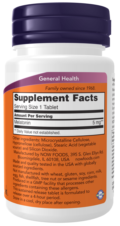 Melatonin 5 mg Sustained Release - 120 Tablets Bottle Right