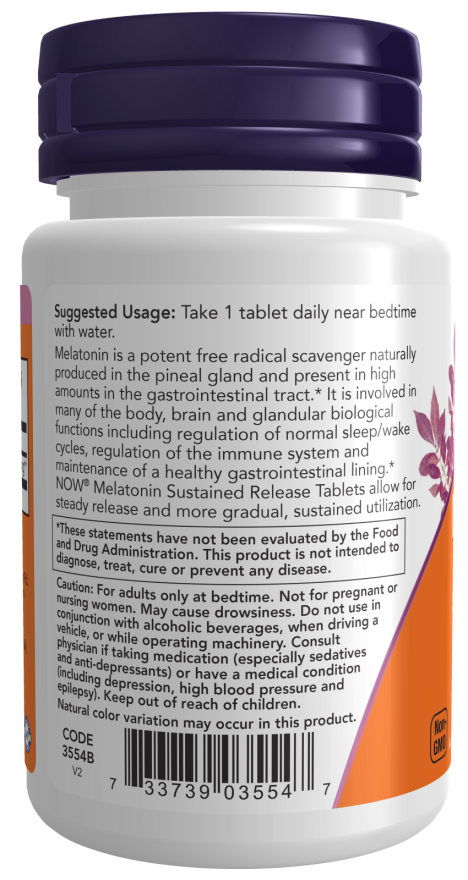Melatonin 5 mg Sustained Release - 120 Tablets Bottle Left
