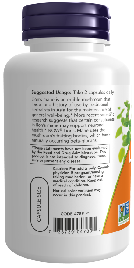 Lion's Mane, Organic 500 mg - 60 Veg Capsules Bottle Left