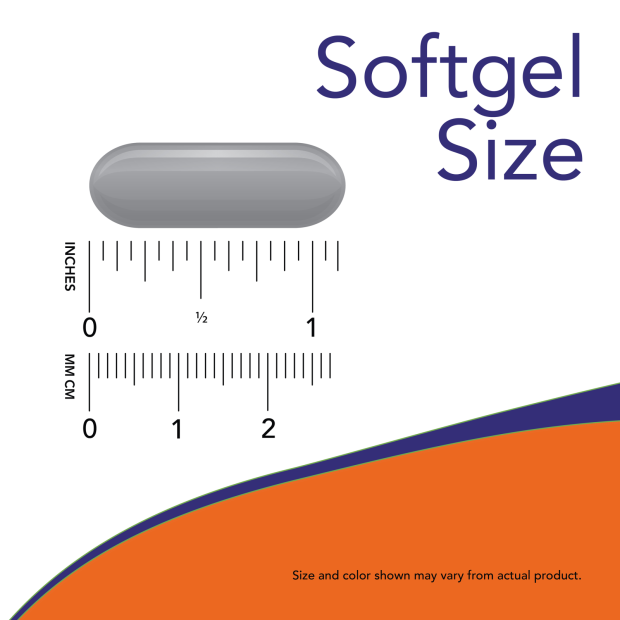 Turmeric Curcumin Gels - 60 Softgels Size Chart 1.125 inch