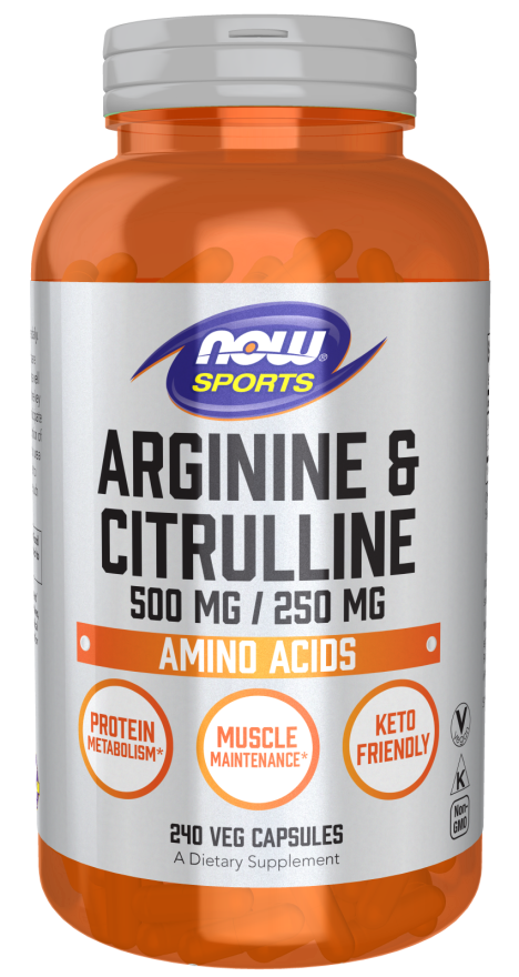 Arginine & Citrulline 500 mg / 250 mg - 250 Veg Capsules Bottle Front