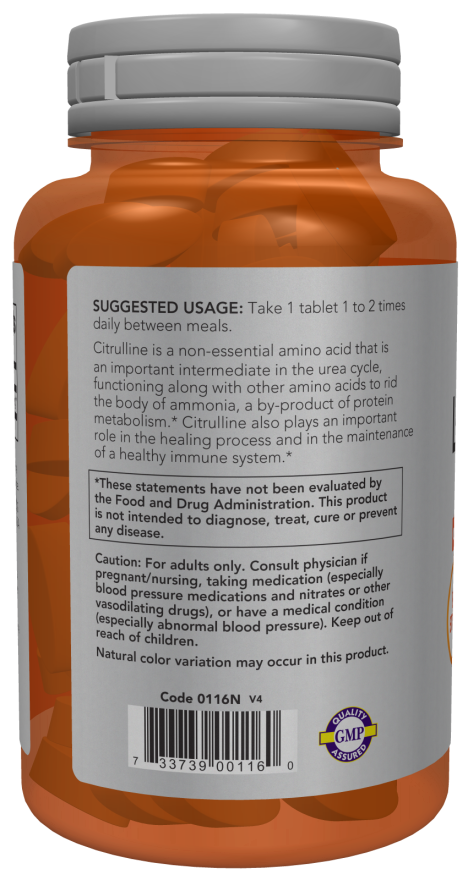 L-Citrulline, Extra Strength 1200 mg - 120 Tablets Bottle Left