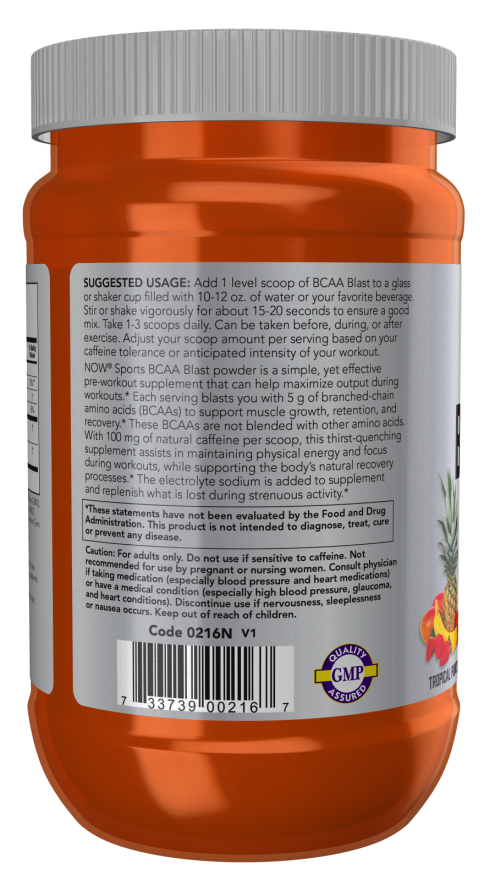 BCAA Blast Powder, Tropical Punch Flavor - 600 Grams Bottle Left
