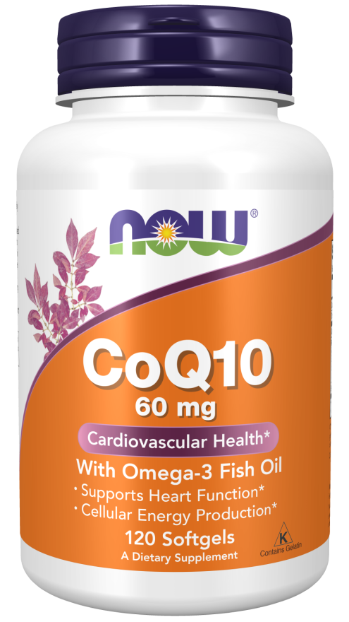 CoQ10 60 mg with Omega-3 Fish Oil - 120 Softgels Bottle Front