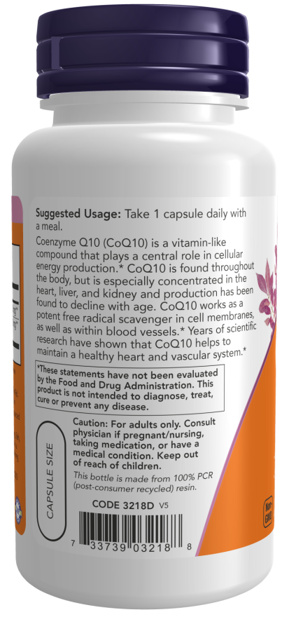 CoQ10 150 mg - 100 Veg Capsules Bottle Left