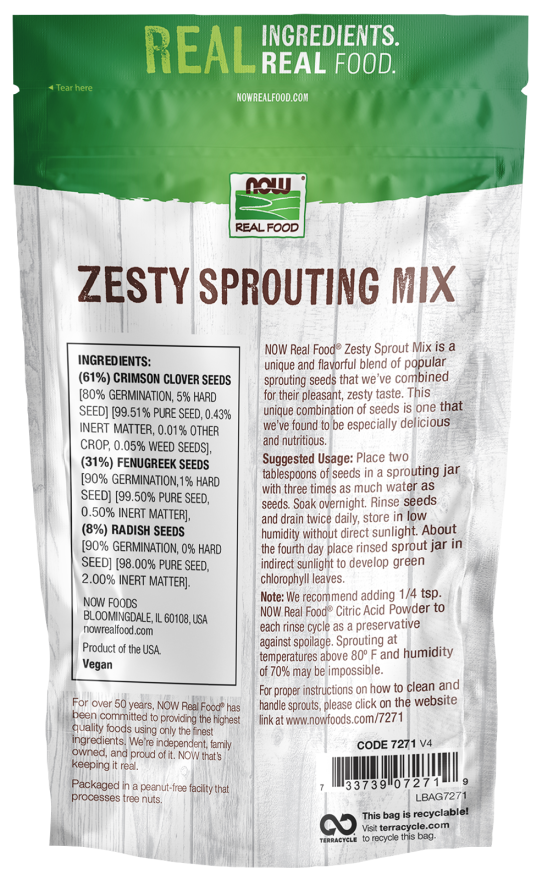 Zesty Sprouting Mix 16 oz. Bag Back