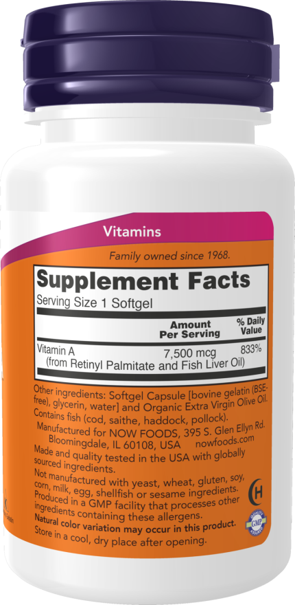 Vitamin A Supplement | 25,000 Softgels | NOW Supplements