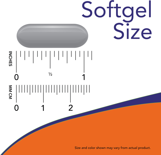 Flax Oil 1000 mg - 100 Softgels Size Chart 1 inch