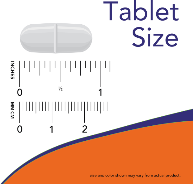 MSM 1500 mg - 200 Tablets Size Chart .9 inch