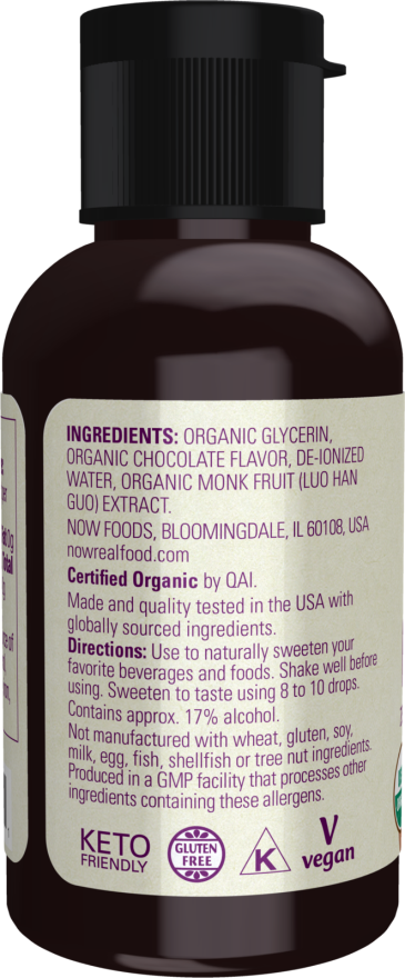 Monk Fruit Chocolate Liquid, Organic - 1.8 fl. oz. Bottle Right