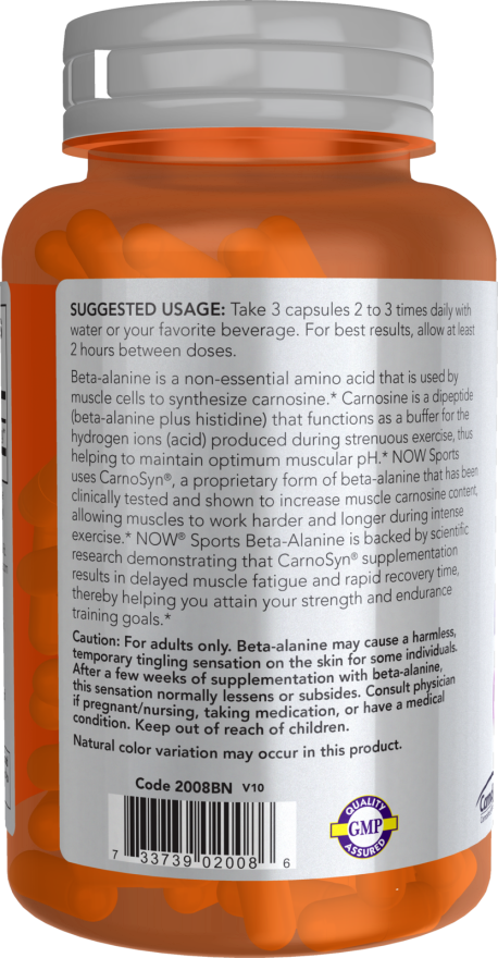 Beta-Alanine 750 mg - 120 Veg Capsules Bottle Left