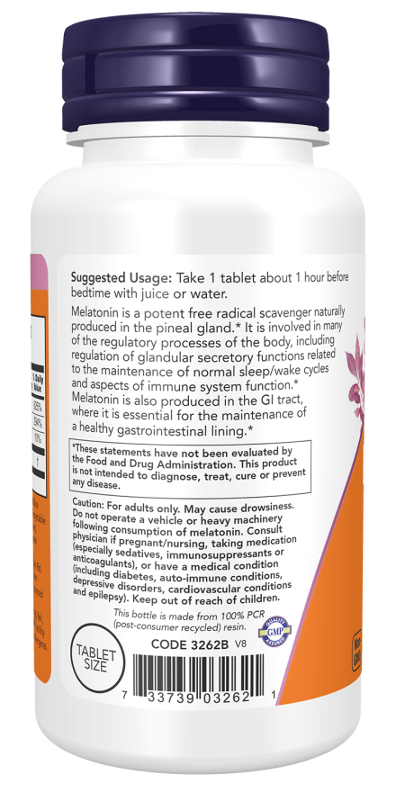 Melatonin 1 mg - 100 Tablets Bottle Left