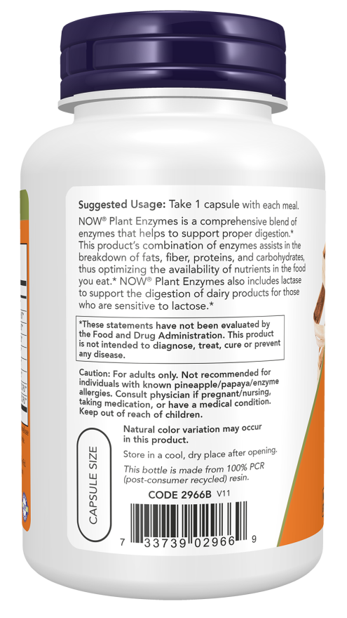 Plant Enzymes - 120 Veg Capsules Bottle Left