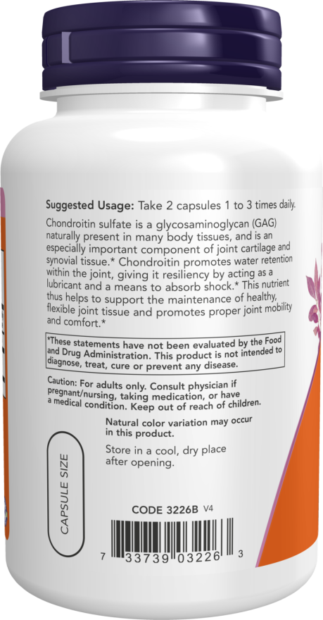 Chondroitin Sulfate 600 mg - 120 Capsules Bottle Left
