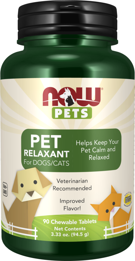 Pet Relaxant - 90 Chewable Tablets for Dogs & Cats Bottle Front