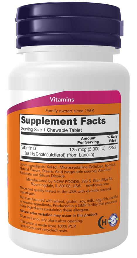 Vitamin D-3 | Shop Chewable Supplements | NOW Supplements