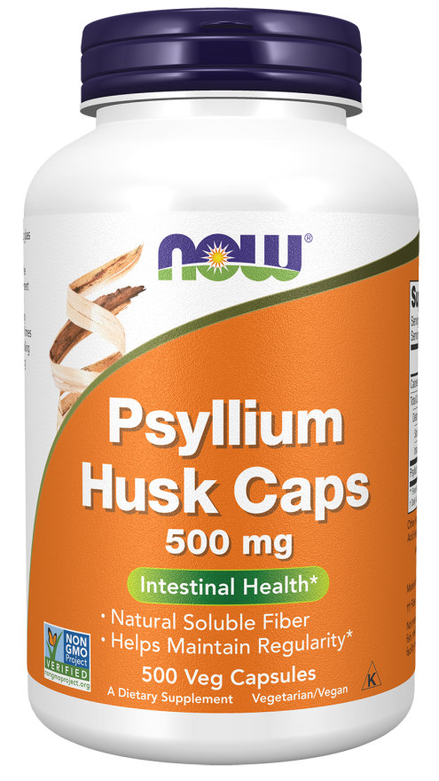 Psyllium Husk 500 mg - 500 Veg Capsules Bottle Front