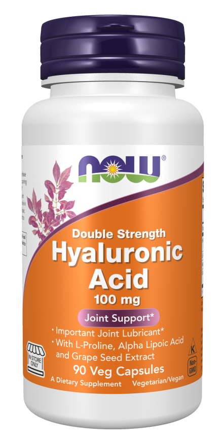 Hyaluronic Acid, Double Strength 100 mg - 90 Veg Capsules Bottle Front