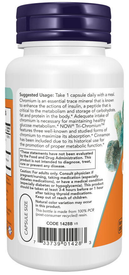 Tri-Chromium™ 500 mcg with Cinnamon - 90 Veg Capsules Bottle Left
