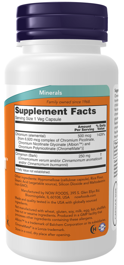 Tri-Chromium™ 500 mcg with Cinnamon - 90 Veg Capsules Bottle Right