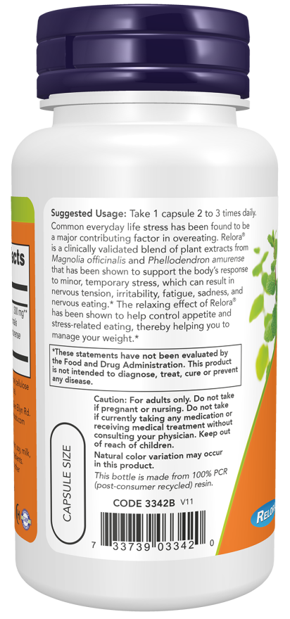 Relora™ 300 mg - 60 Veg Capsules Bottle Left