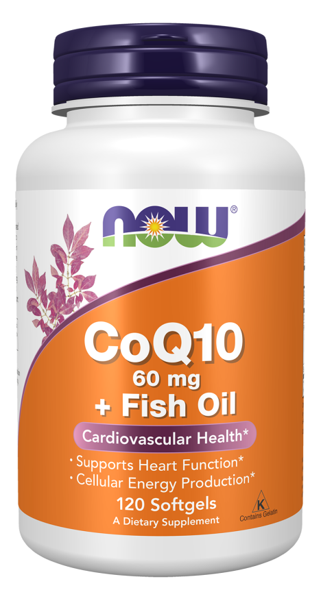 CoQ10 60 mg with Omega-3 Fish Oil - 120 Softgels Bottle Front