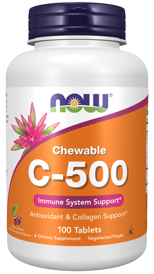 Vitamin C-500 Cherry Chewable - 100 Tablets Bottle Front