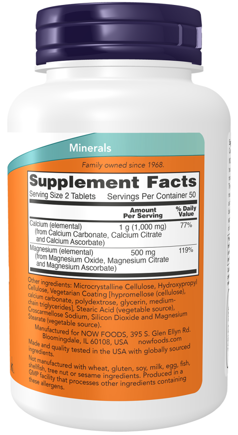 Calcium & Magnesium - 100 Tablets Bottle Right