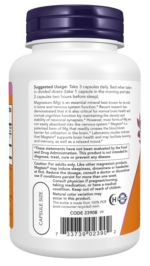 Magtein™- 90 Veg Capsules Bottle Left