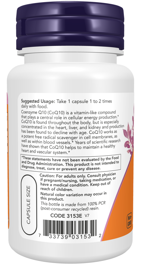 CoQ10 60 mg - 60 Veg Capsules Bottle Left