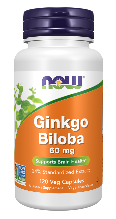 Ginkgo Biloba 60 mg - 120 Veg Capsules Bottle Front