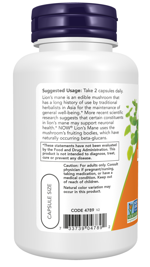 Lion's Mane, Organic 500 mg - 60 Veg Capsules Bottle Left