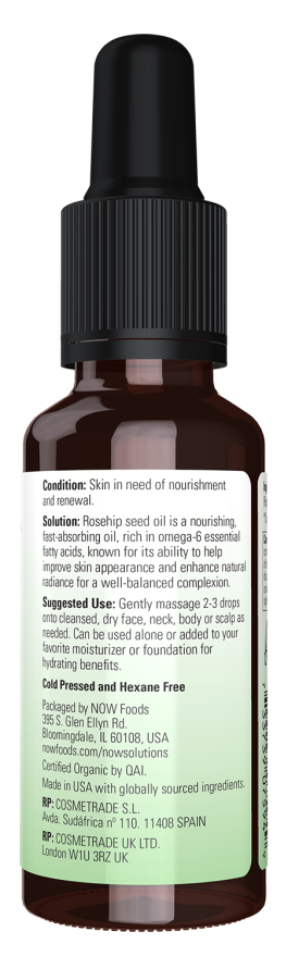 Organic Rose Hip Seed Oil - 1 fl. oz. Bottle Right