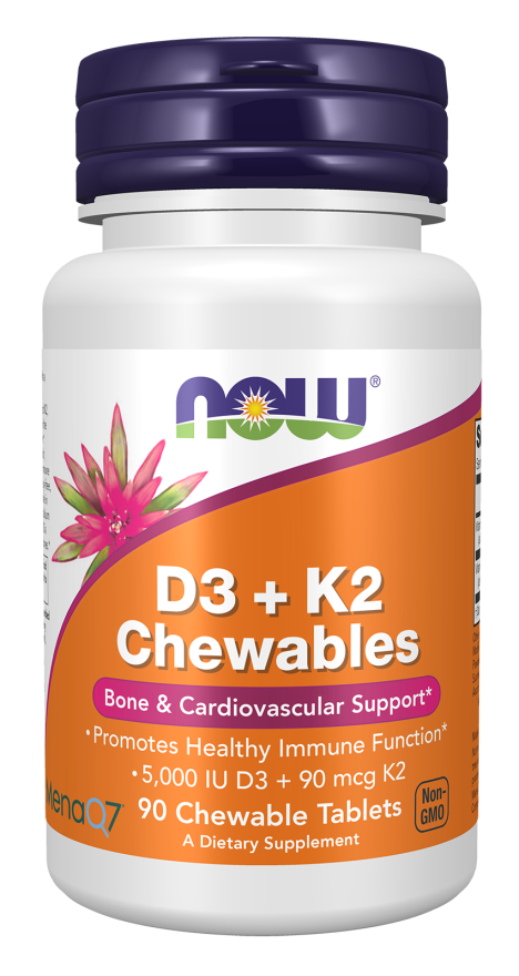 D3 + K2 - 90 Chewable Tablets Bottle Front