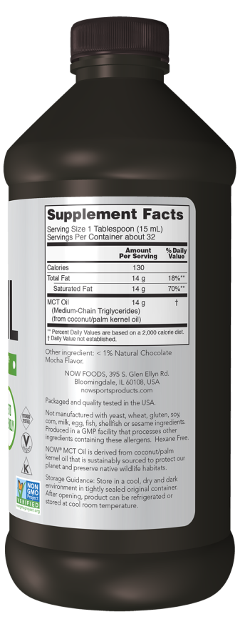 MCT Oil, Chocolate Mocha - 16 fl. oz. bottle Right