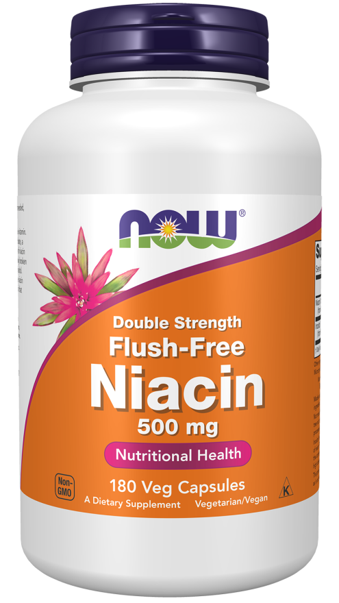 Niacin 500 mg, Double Strength Flush-Free - 180 Veg Capsules Bottle