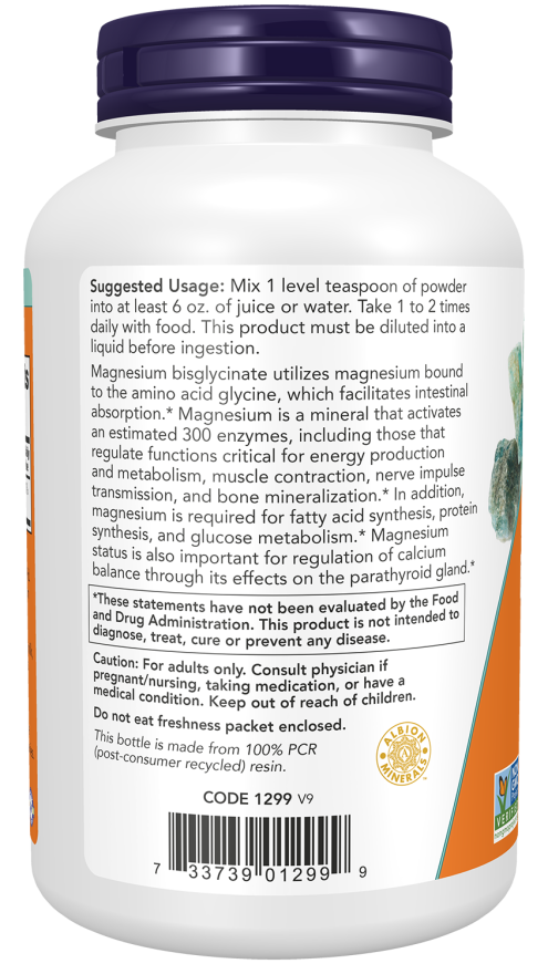 Magnesium Bisglycinate Powder - 8 oz. Bottle Left