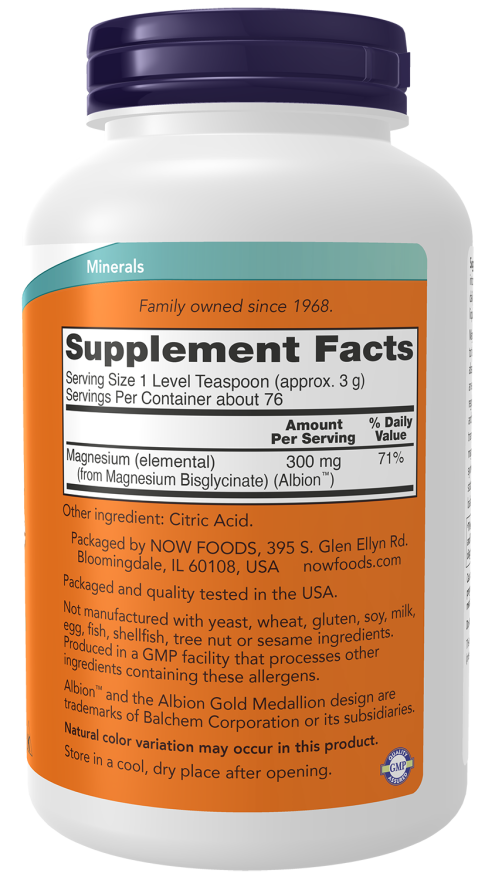 Magnesium Bisglycinate Powder - 8 oz. Bottle Right