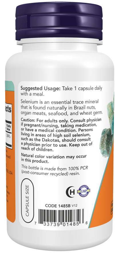 Selenium 200 mcg - 90 Veg Capsules Bottle Left