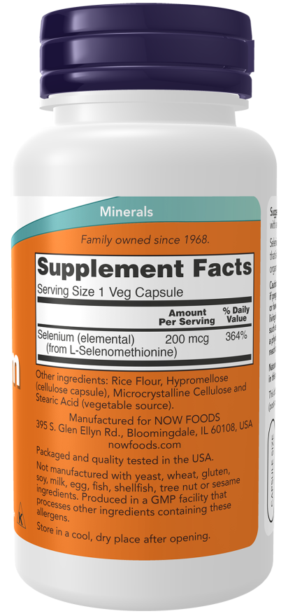 Selenium 200 mcg - 90 Veg Capsules Bottle Right