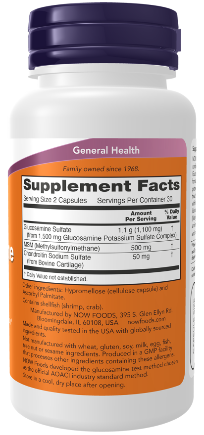 Glucosamine & MSM - 60 Veg Capsules Bottle Right