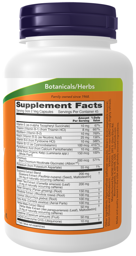 Energy - 90 Veg Capsules Bottle Right