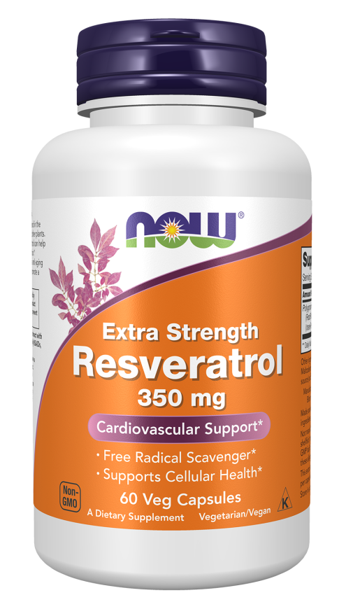 Resveratrol, Extra Strength 350 mg - 60 Veg Capsules Bottle Front