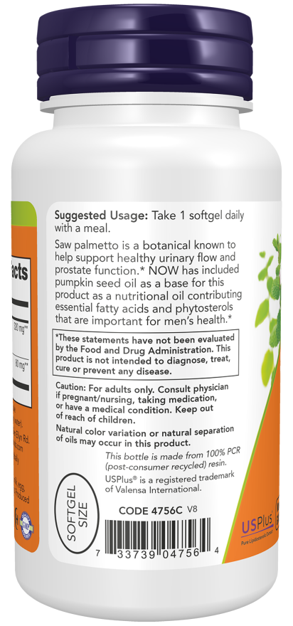 Saw Palmetto Extract 320 mg - 90 Veggie Softgels Bottle Left