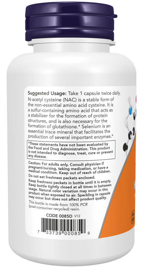 NAC 600 mg - 100 Veg Capsules Bottle Left