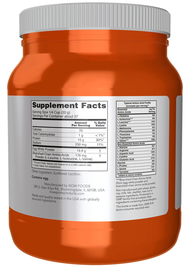 Egg White Protein, Unflavored Powder - 1.2 lb. Bottle Right