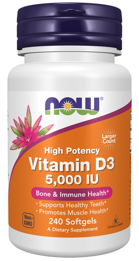 Vitamin D-3 5000 IU - 240 Softgels Bottle Front