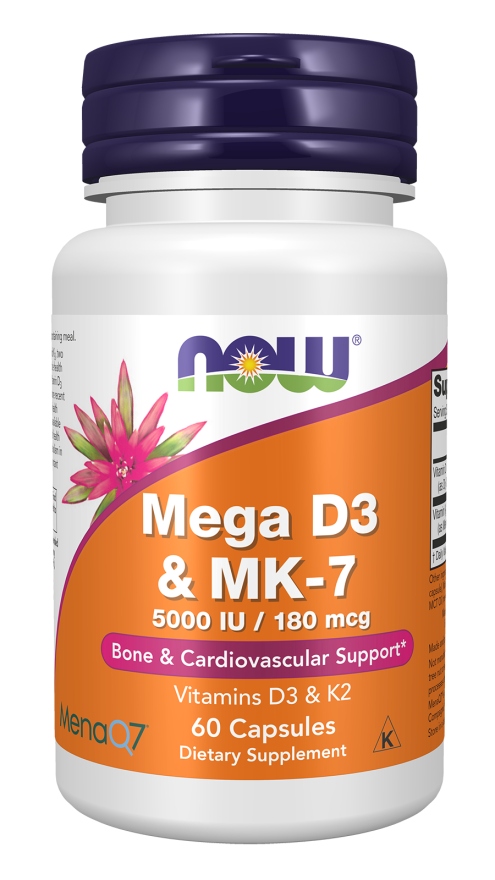 Mega D-3 & MK-7 - 60 Veg Capsules Bottle Front