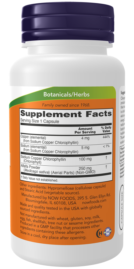 Chlorophyll 100 mg - 90 Veg Capsules Bottle Right