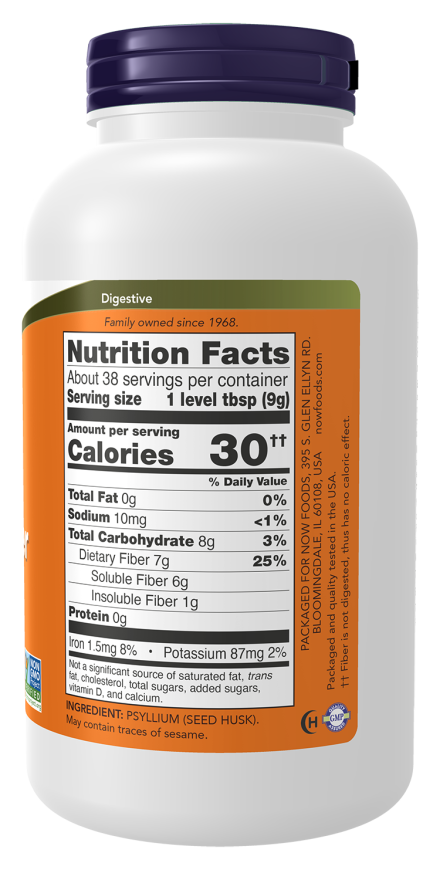 Psyllium Husk Powder Vegetarian - 12 oz. Bottle Right